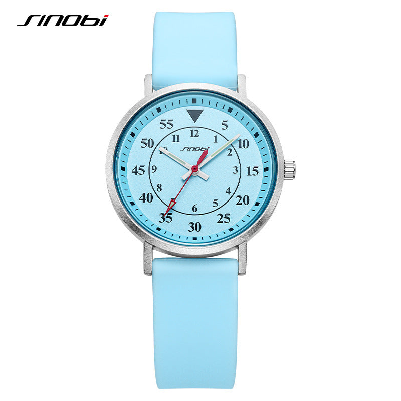 Sinobi Women's Sports Quartz Watch – Waterproof Silicone Strap, Luminous Dial