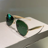 2025新款时尚金属双梁蛤蟆墨镜潮流素颜街拍百搭太阳眼镜男女同款