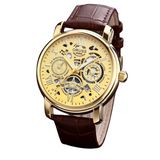 ORUSS Men’s Luminous Quartz Watch – Waterproof PU Leather Strap