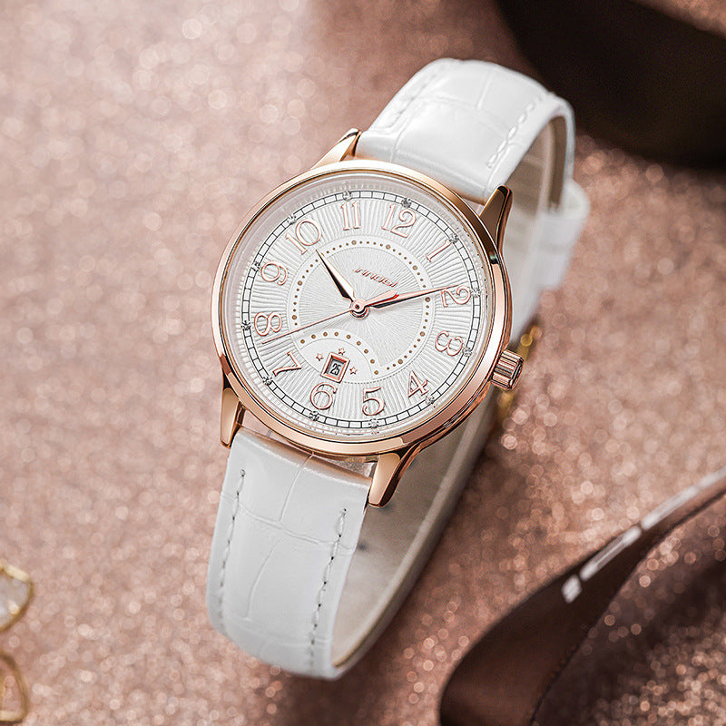 Sinobi Women's Business Quartz Watch with Calendar – PU Strap, Elegant Round Dial