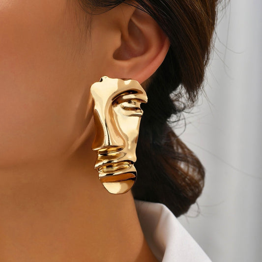 Women’s Statement Earrings – Alloy Abstract Human Face Design