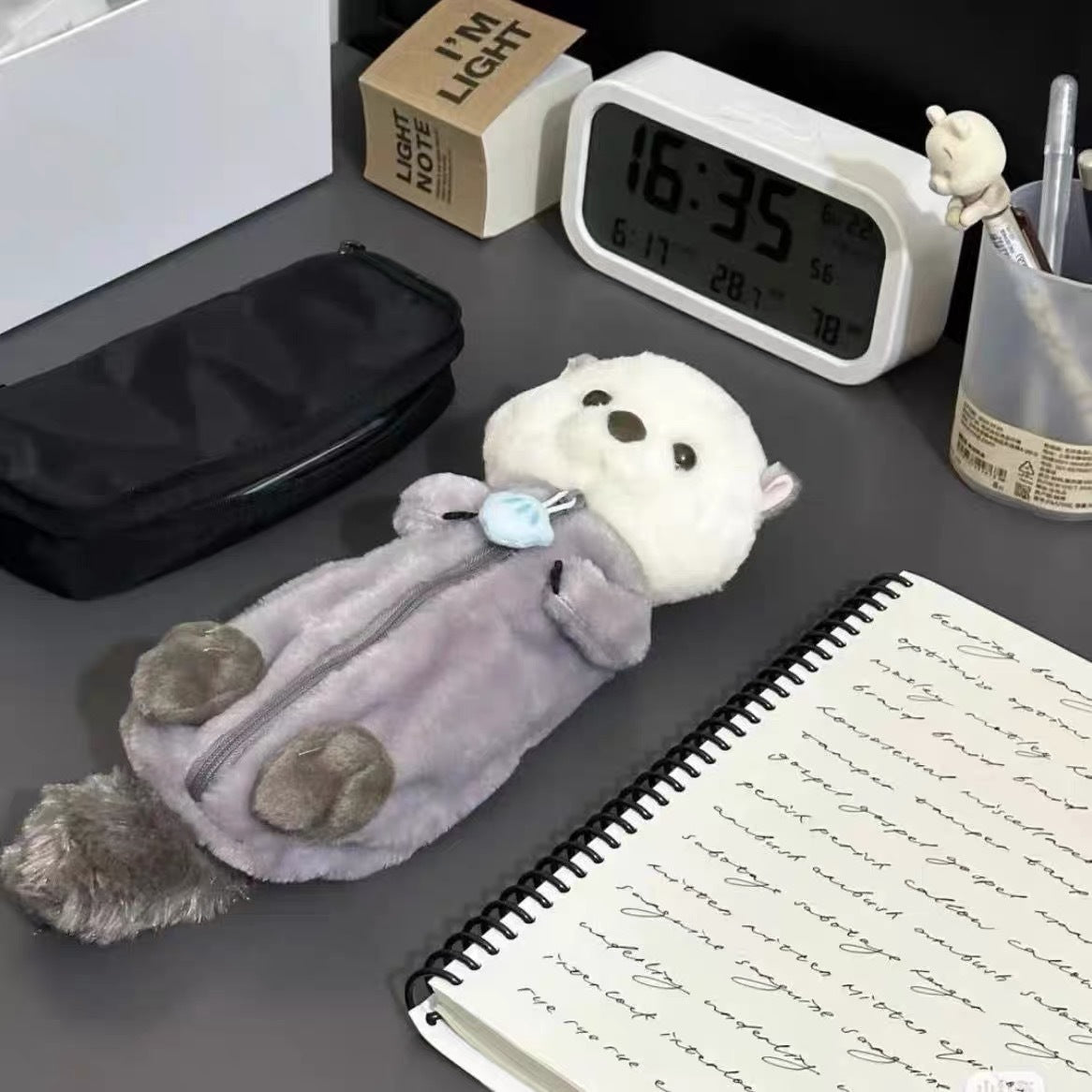 Ins Style Cute Plush Peter Rabbit Doll Pencil Bag Preppy Style Soft Cute Healing Animal Stationery Cosmetics Bag