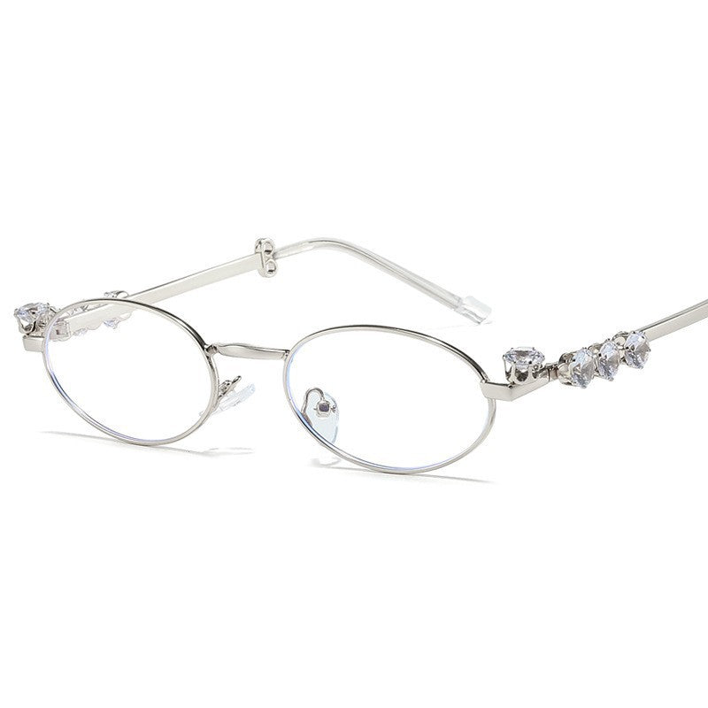 Oval Anti-Blue Light Glasses – Diamond Frame Myopia Eyewear for Women