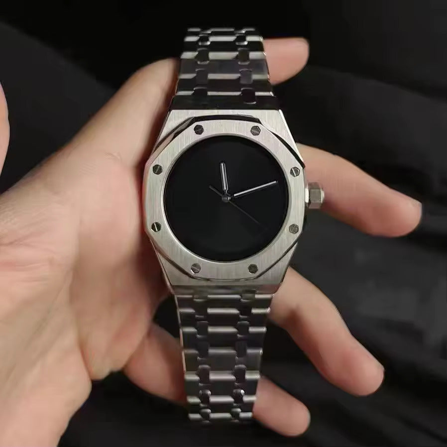Men’s Sports Quartz Watch, Luminous Design (Silver-black)