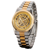 T-Winner Men's Gold Mechanical Watch – Luxury Skeleton Self-Winding Men’s Watch