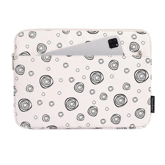 Concentric Circle Design Waterproof Laptop Sleeve with Front Pocket – Fits 11–15" Devices