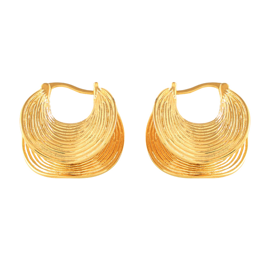 Retro Geometric U-Shaped Earrings for Women – Double Layer Titanium Steel Jewelry