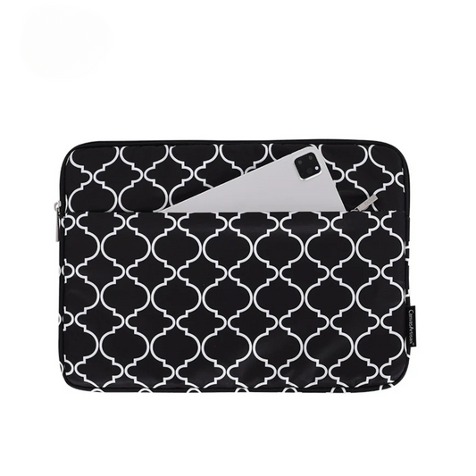 Laptop Sleeve with Monochrome Grid Print – Shock-Resistant Case for 11–15" Devices