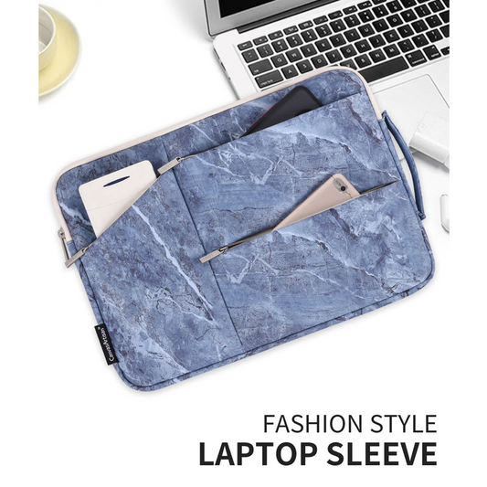 Laptop Sleeve – Marble Slate Zipper Pouch with 4 Compartments, Fits 11–15” Devices