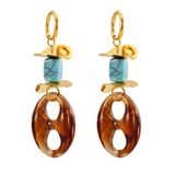 Turquoise Geometric Resin Earrings – Trendy Stainless Steel Chain Design for Women