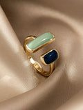 Delicate Two-Tone Gemstone Open Ring