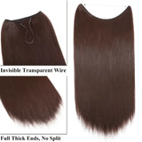 Invisible Straight Hair Extension Piece – Adjustable Fish Line Long Wig for Women (About 24 inches)