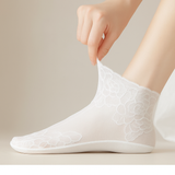 Women’s Lace Cotton Socks – Breathable Floral Short Anklets, Quick-Dry & Sweat-Absorbent