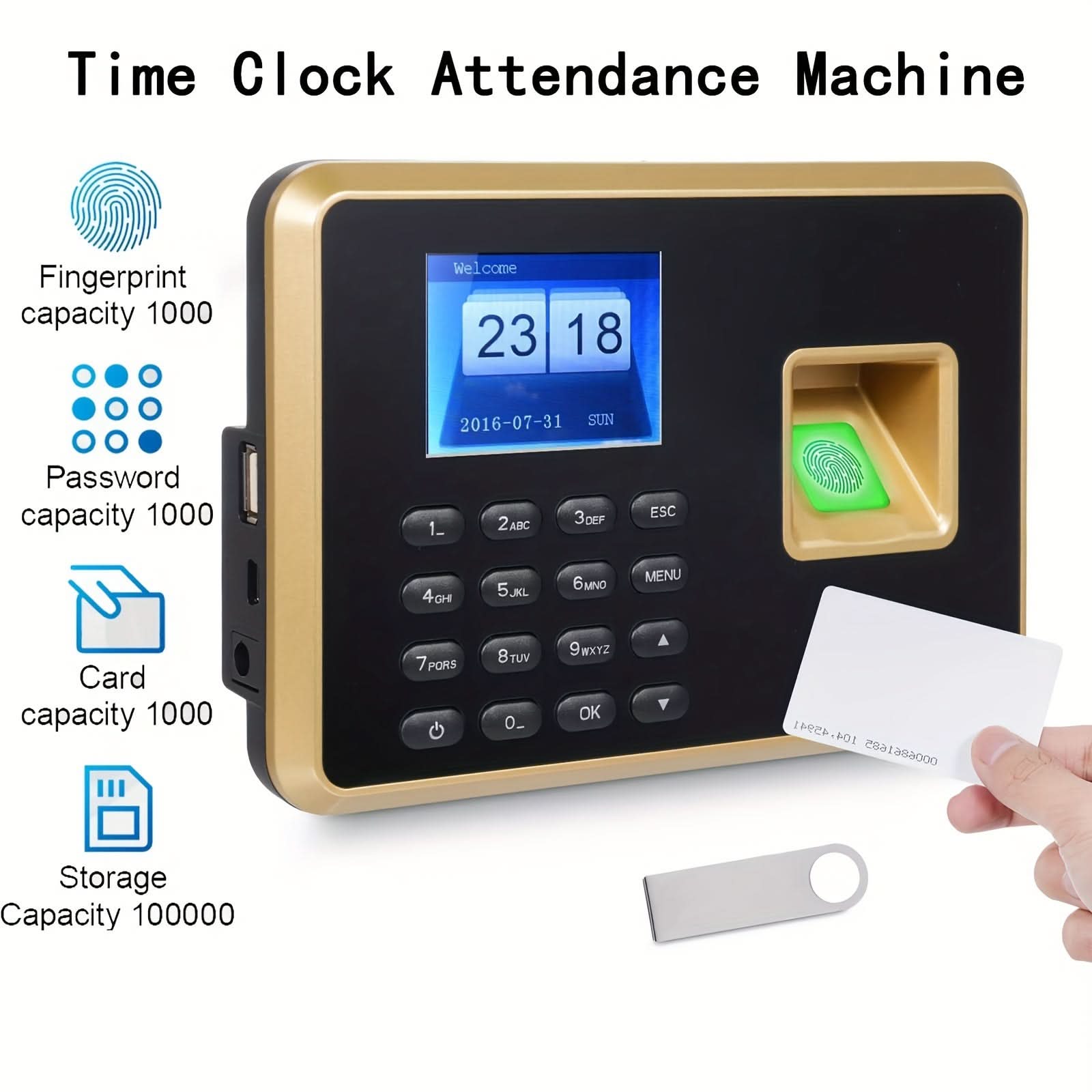 Biometric Fingerprint Time Clock With ID Card Recognition Bshopy in biometric-fingerprint-time-clock-with-id-card-recognition-bshopy-in
