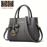 Embroidery Handbag in solid color with Elegant Top Handle