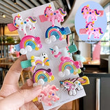 Unicorn & Rainbow Hair Clips – Cute Cartoon Set