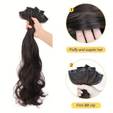 Volumizing Curly Hair Extensions for Women – Three-Piece Seamless Wavy Wig Set (Light Brown)