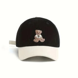 Unisex Corduroy Baseball Cap with Embroidered Bear