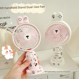 Portable USB Desk Fan – Mini Cartoon Handheld Cooling Fan with Rechargeable USB Charging, Quiet Desktop Air Fan for Students & Travel