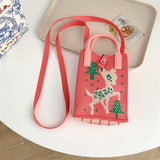 Kawaii Cartoon Knitted Bag - Stylish Crossbody Design with Spacious Cellphone Compartment