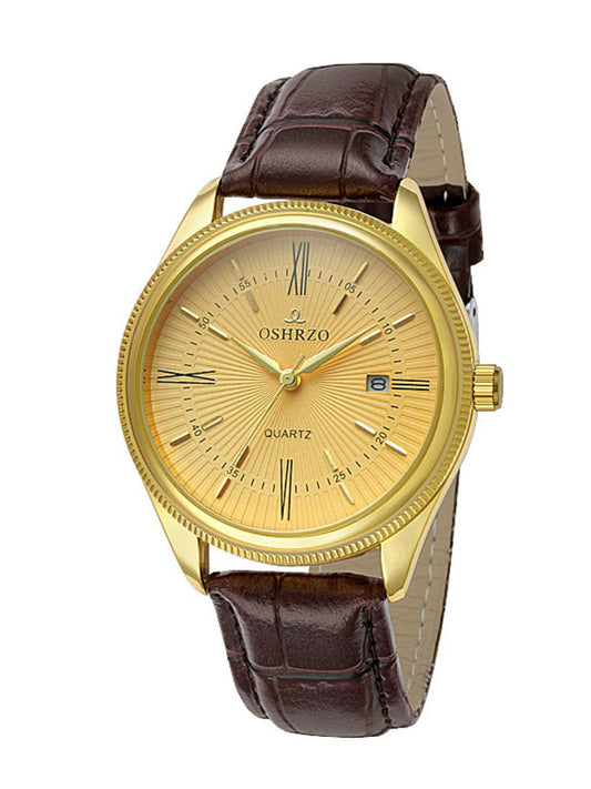 Oshrzo Women’s Basic Quartz Watch – Leather Strap With Calendar Display