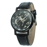 Forsining Men's Dragon Skeleton Mechanical Watch – Fashion Leather Strap Wristwatch