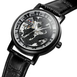 Forsining Men's Dragon Skeleton Mechanical Watch – Fashion Leather Strap Wristwatch