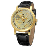 Forsining Men's Dragon Skeleton Mechanical Watch – Fashion Leather Strap Wristwatch
