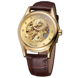 Forsining Men’s Dragon Skeleton Automatic Watch – Mechanical Leather Wristwatch