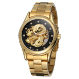 Forsining Men’s Dragon Skeleton Automatic Watch – Mechanical Steel Strap Timepiece