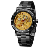 Forsining Men’s Waterproof Skeleton Mechanical Watch – Alloy Strap Automatic Timepiece