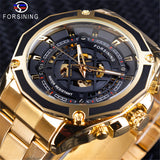 Forsining Men’s Black Skeleton Automatic Watch – Hollow Dial Mechanical Timepiece