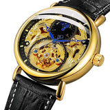 Forsining Men's Moon Phase Automatic Mechanical Watch – Hollow Dial, Leather Strap