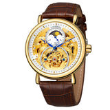 Forsining Men's Moon Phase Automatic Mechanical Watch – Hollow Dial, Leather Strap