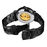 Forsining Men’s Flywheel Mechanical Watch – Hollow Dial Leather Strap Casual Timepiece