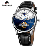 Forsining Men's Automatic Mechanical Watch with Tourbillon & Sun-Moon Dial – Leather Strap