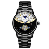 Forsining Men’s Tourbillon Mechanical Watch with Moon Phase – Stainless Steel
