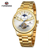 Forsining Men’s Tourbillon Mechanical Watch with Moon Phase – Stainless Steel