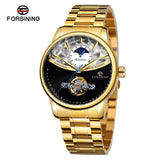 Forsining Men’s Tourbillon Mechanical Watch with Moon Phase – Stainless Steel