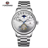 Forsining Men’s Tourbillon Mechanical Watch with Moon Phase – Stainless Steel