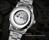 Forsining Men’s Tourbillon Mechanical Watch with Moon Phase – Stainless Steel