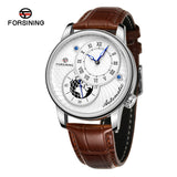 Forsining Men's Automatic Mechanical Watch – 42mm Skeleton Dial, Leather Strap
