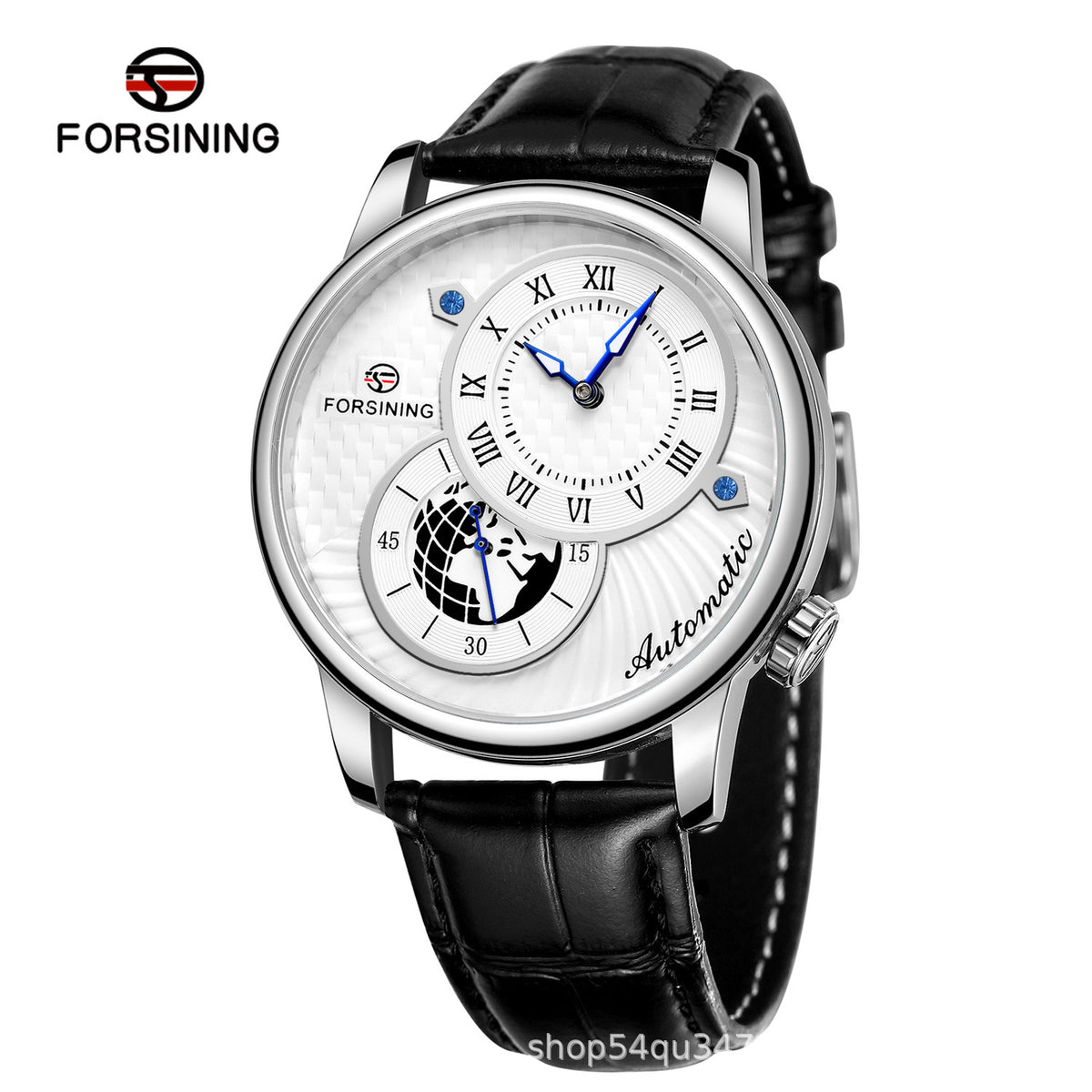 Forsining Men's Automatic Mechanical Watch – 42mm Skeleton Dial, Leather Strap