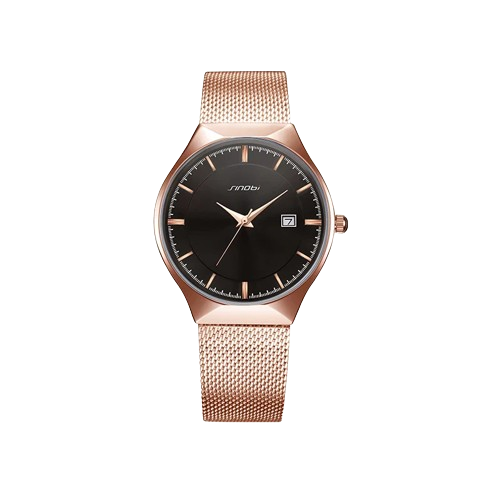SINOBI Men's Classic Quartz Watch – Retro Style, Stainless Steel Mesh Band