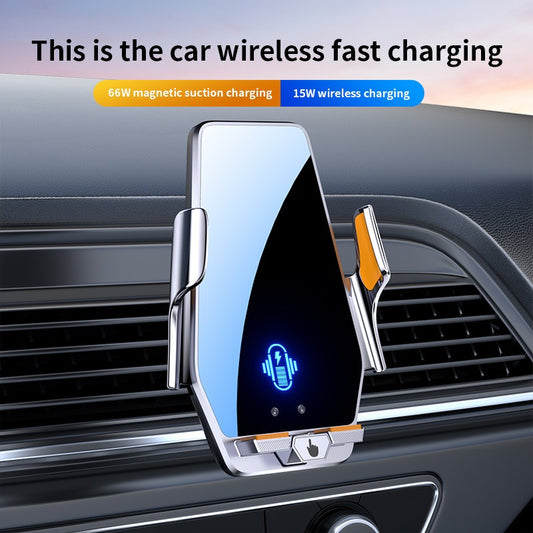 15W Fast Charging Wireless Car Phone Holder with Automatic Clamping & Adjustable Navigation Mount