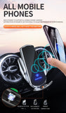 15W Fast Charging Wireless Car Phone Holder with Automatic Clamping & Adjustable Navigation Mount