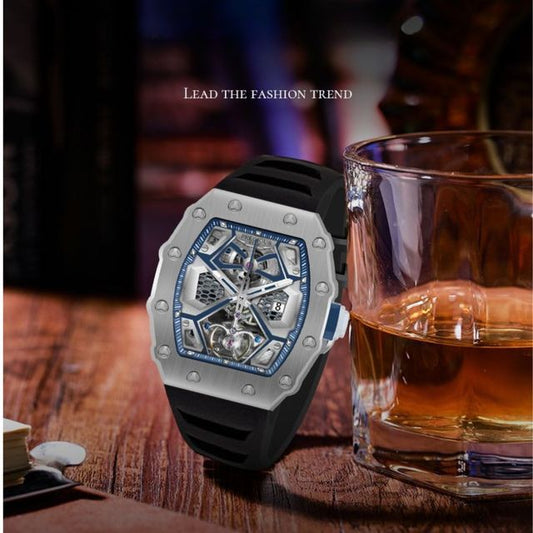 PRECIOUS DUKE Men’s Barrel Quartz Watch – Luminous Business Timepiece with Calendar