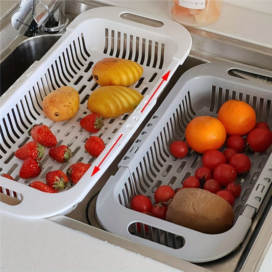 1pc Sink Colander Vegetable Sink Washing Basket Fruit Drain Basket Rack Plastic Drain Basket Over The Sink Colander Strainer Basket Adjustable Sink Rack Multifunctional Colander Kitchen Gadgets Kitchen Accessories Western Stuff
