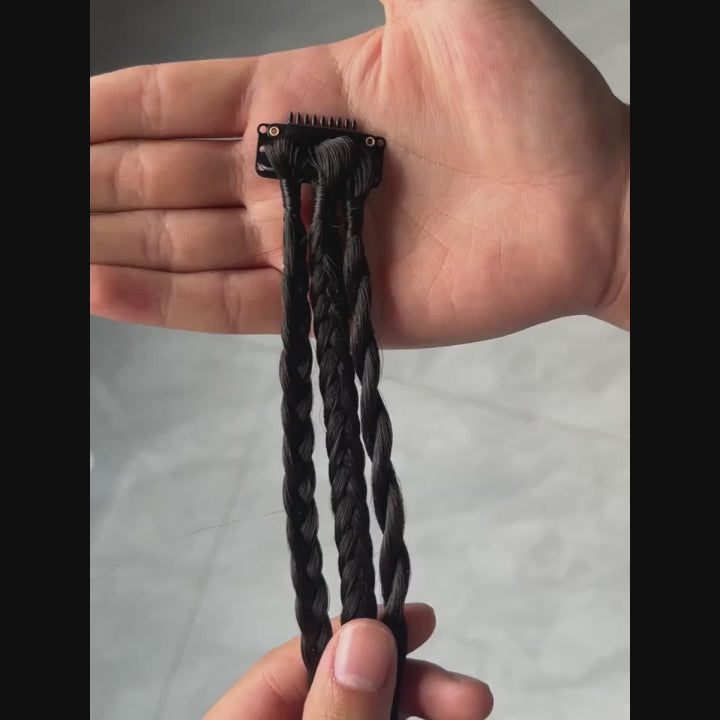 One-Clip Braided Hair Extension for Women – 3-Strand Boxing Braid Wig Piece - 22 inches