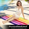 Oversized Rainbow Beach Towel  Soft Absorbent MultiPurpose Microfiber Machine Washable Tropical Style 280g
